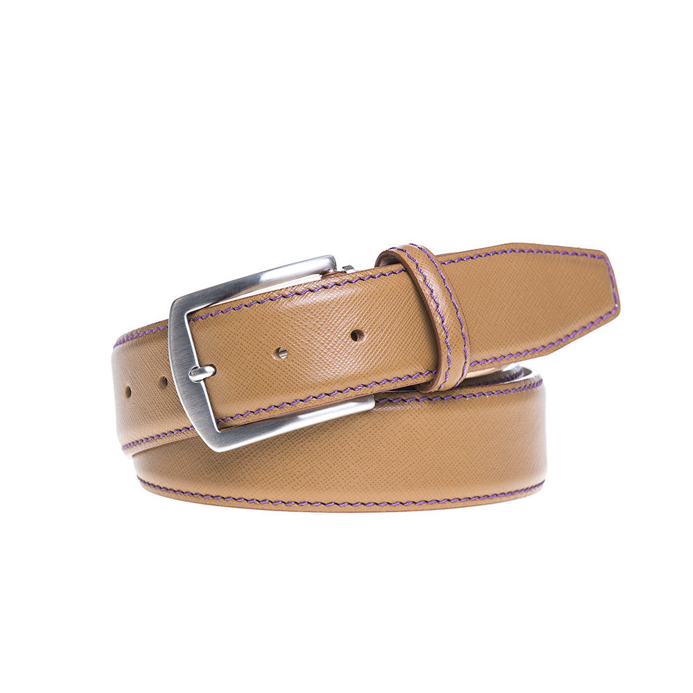 Mens tan leather hot sale dress belt