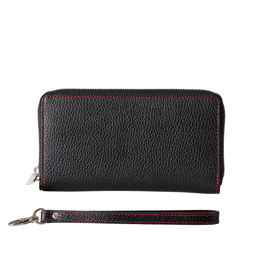 Black Italian Pebble Grain Women's Leather Clutch | Roger Ximenez | Wallet | Roger Ximenez