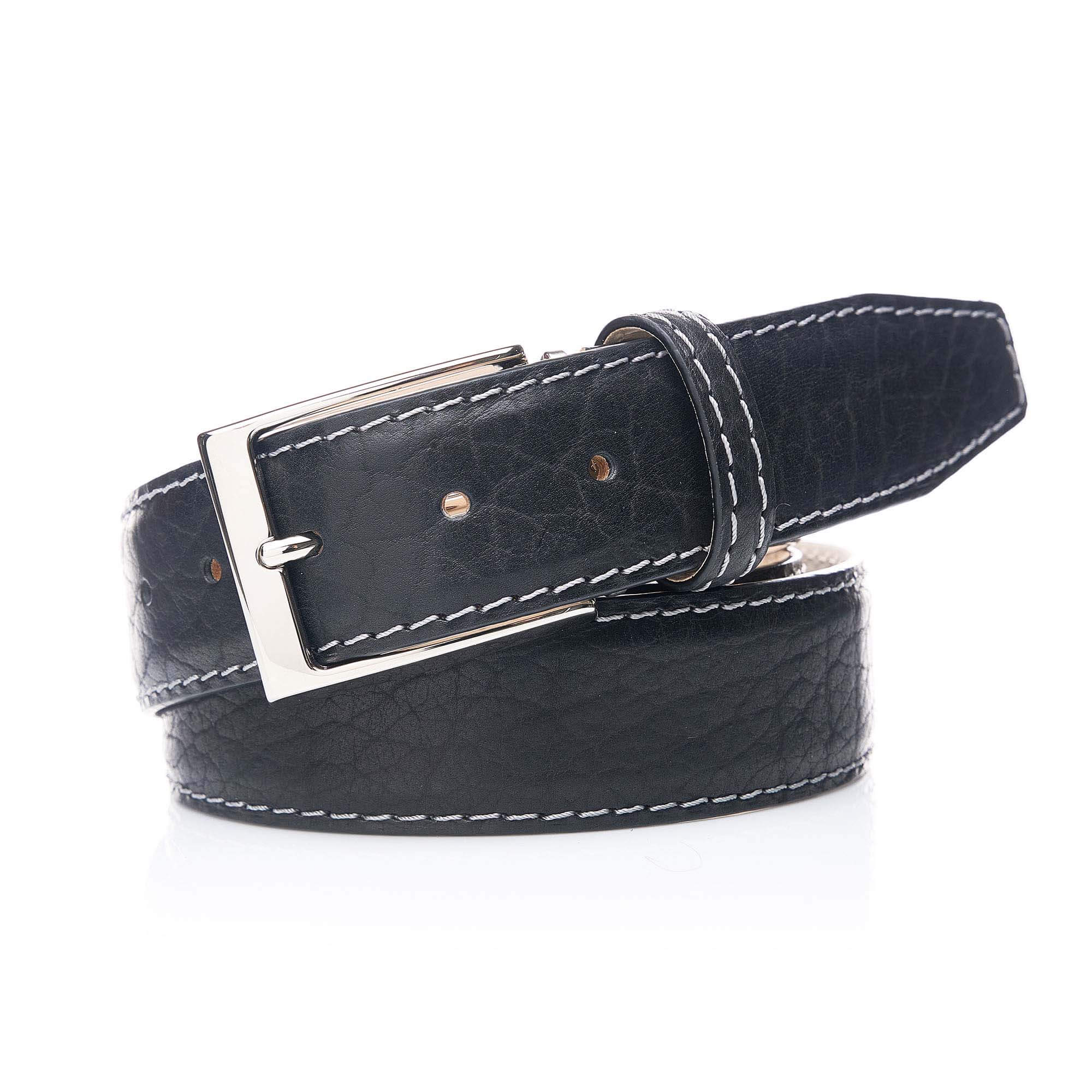 Black American Bison Leather Belt | Mens Leather Goods | Bison | Roger Ximenez