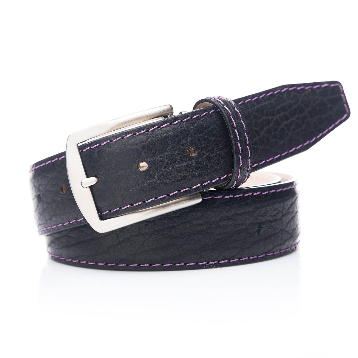 Black American Bison Leather Belt