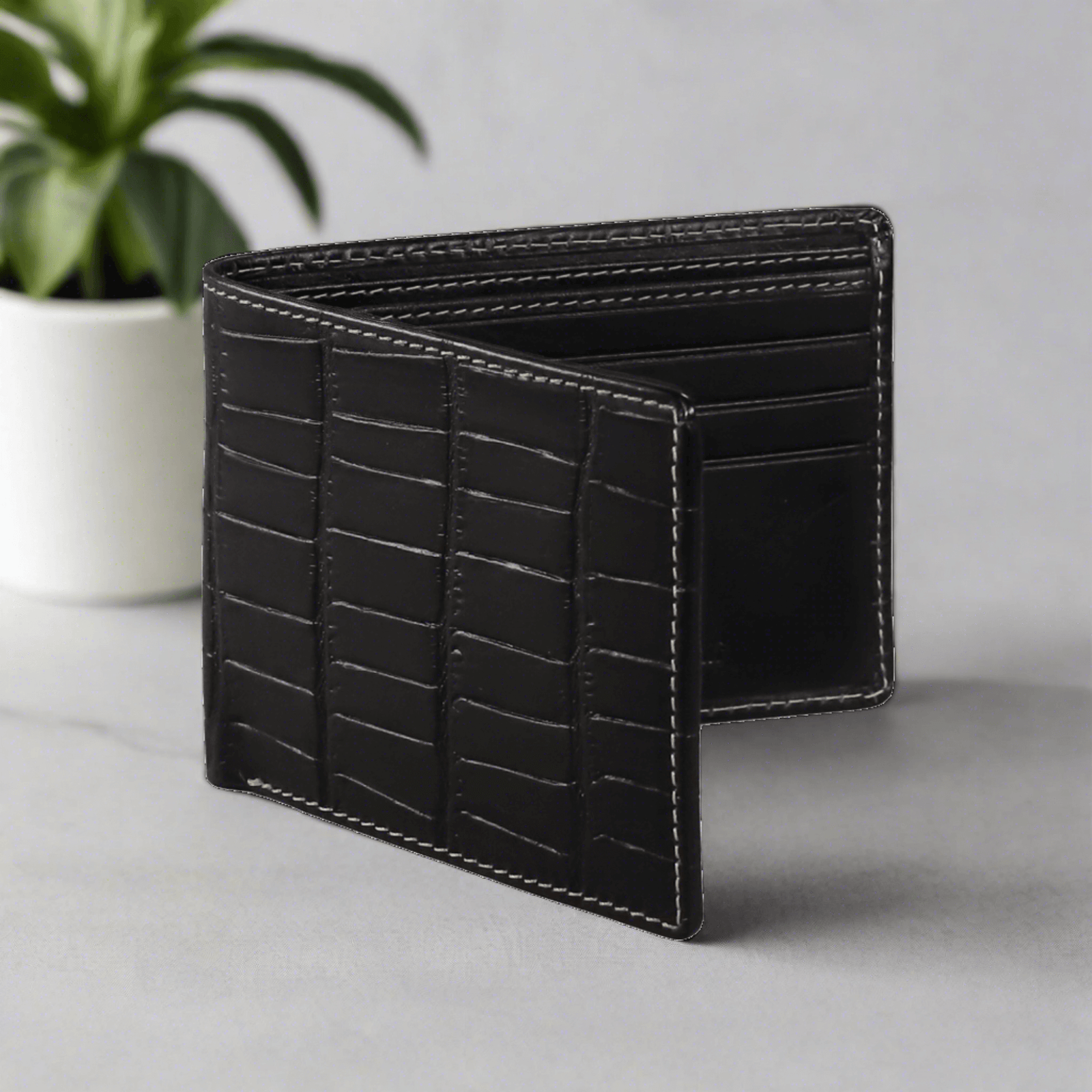 Men's Black Mock Gator Leather Wallet | Mens Wallets | Roger Ximenez | Wallet | Roger Ximenez