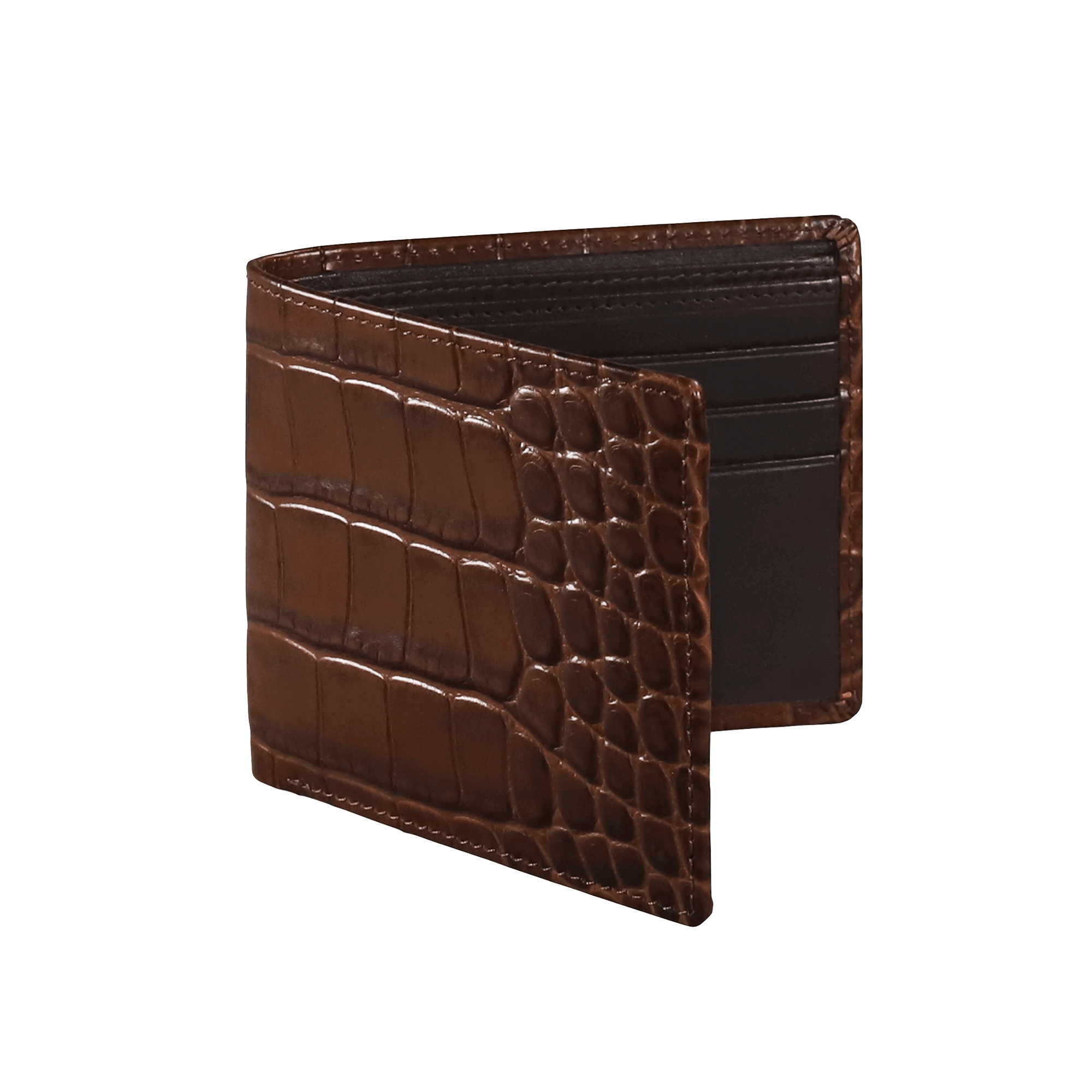 Brown Mock Croc Leather Wallet | Wallet | Roger Ximenez