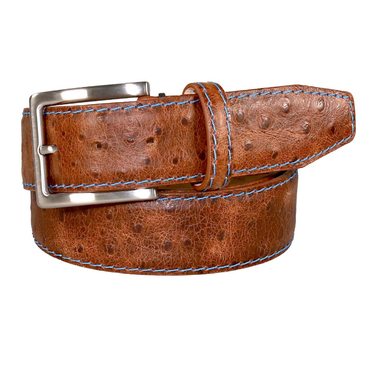 Cognac Mock Ostrich Leather Belt