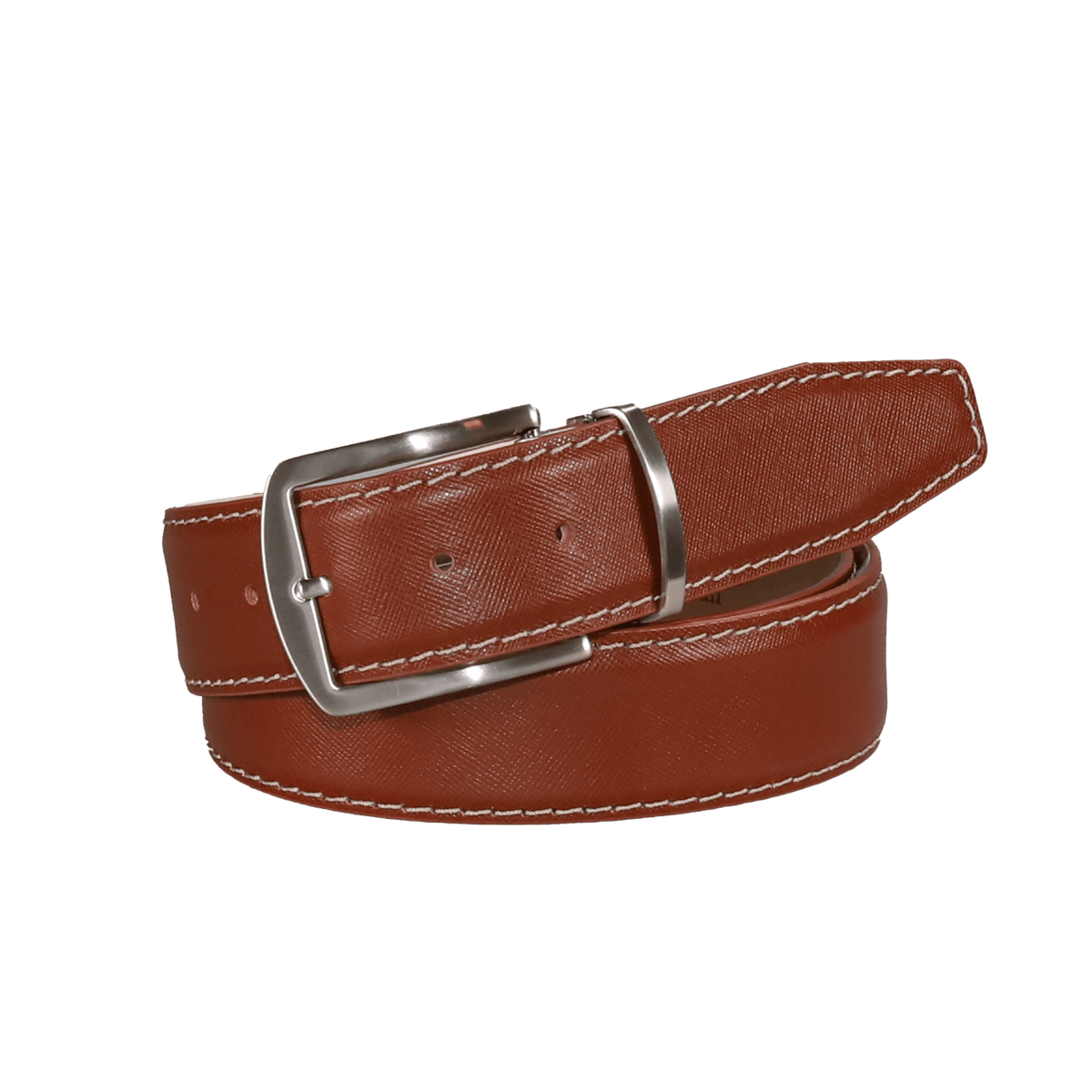 Cognac Saffiano Italian Leather Belt | Designer Belts | Roger Ximenez