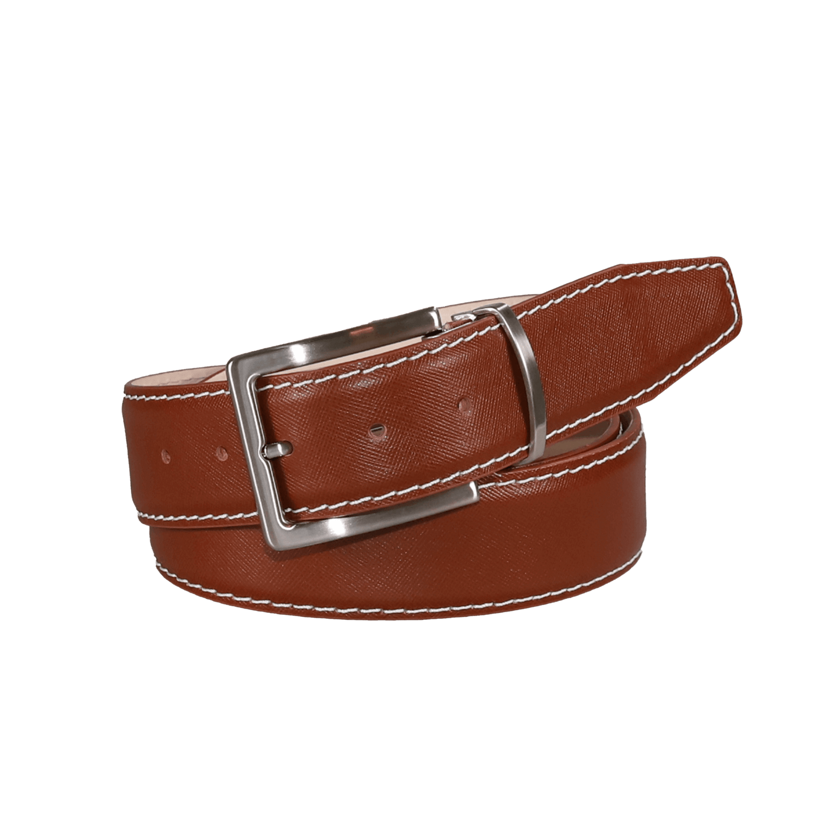 Cognac Saffiano Italian Leather Belt | Designer Belts | Roger Ximenez | Saffiano | Roger Ximenez