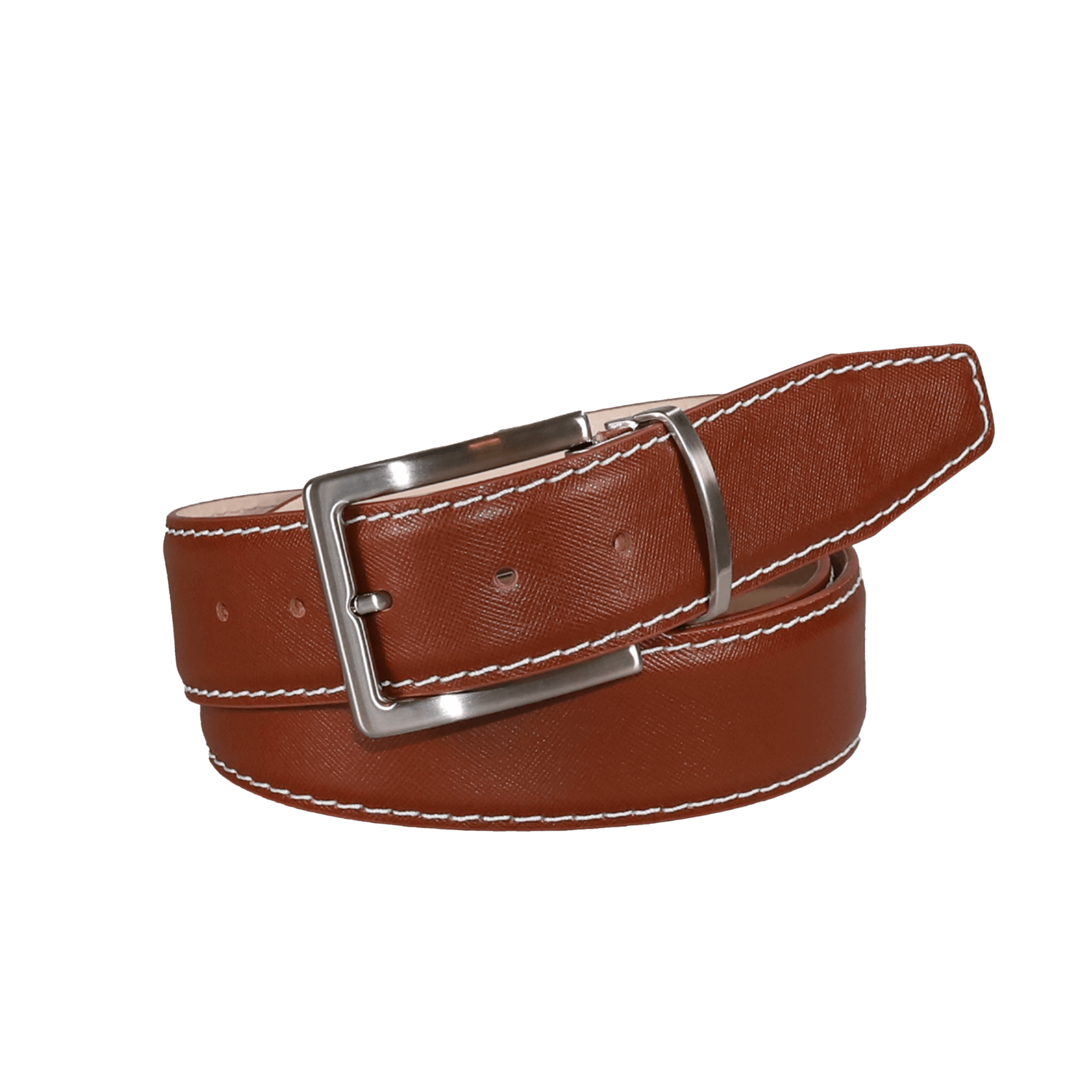 Cognac Saffiano Italian Leather Belt | Designer Belts | Roger Ximenez | Saffiano | Roger Ximenez