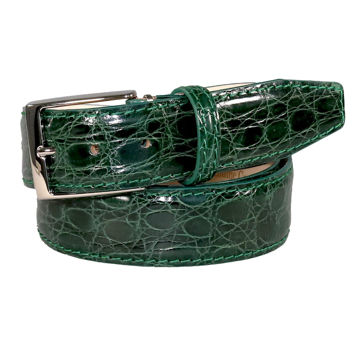 Green Crocodile Leather Belt