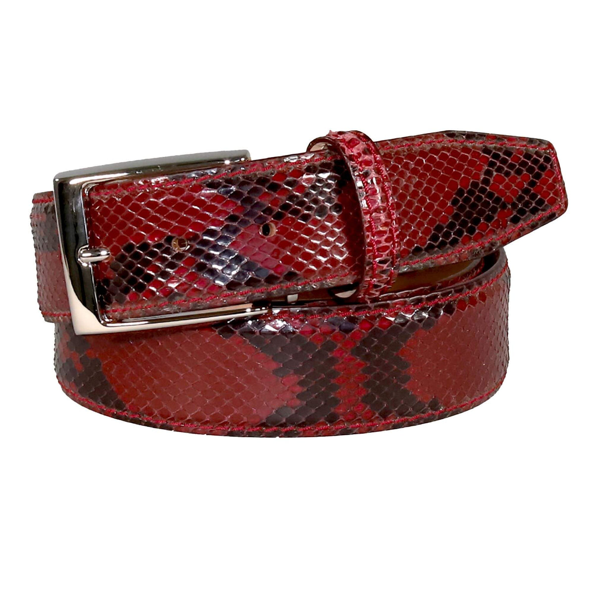 Red Genuine Python Leather Belt