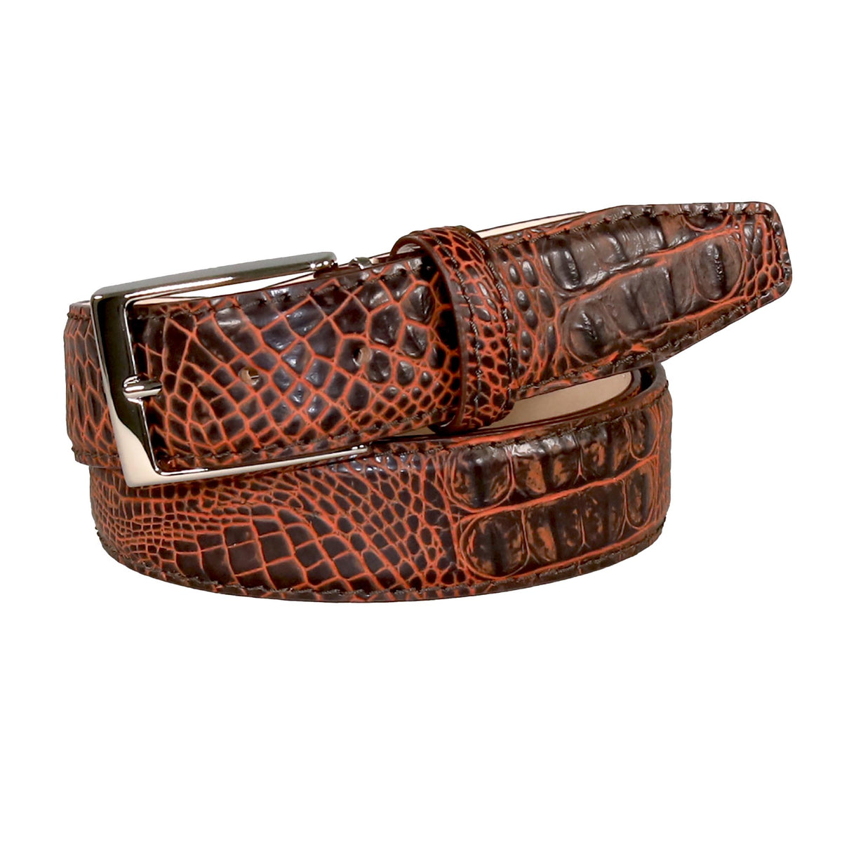 Honey Oak Mock Crocodile Leather Belt | Mens Premium Leather Goods | Mock Croc | Roger Ximenez