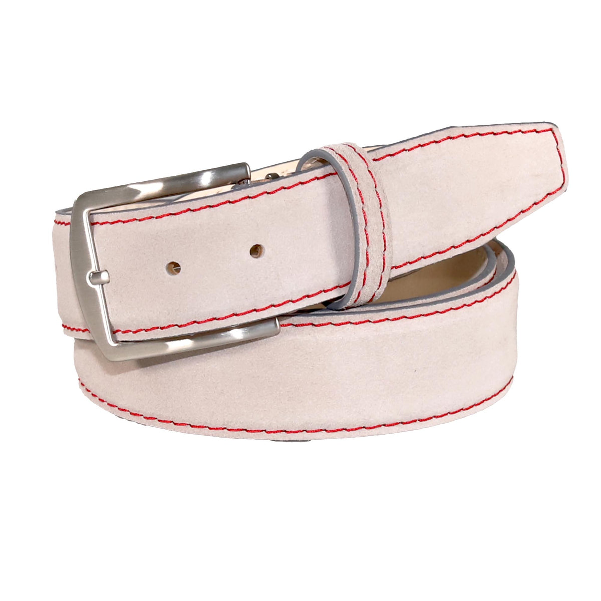 Light Gray Suede Leather Belt