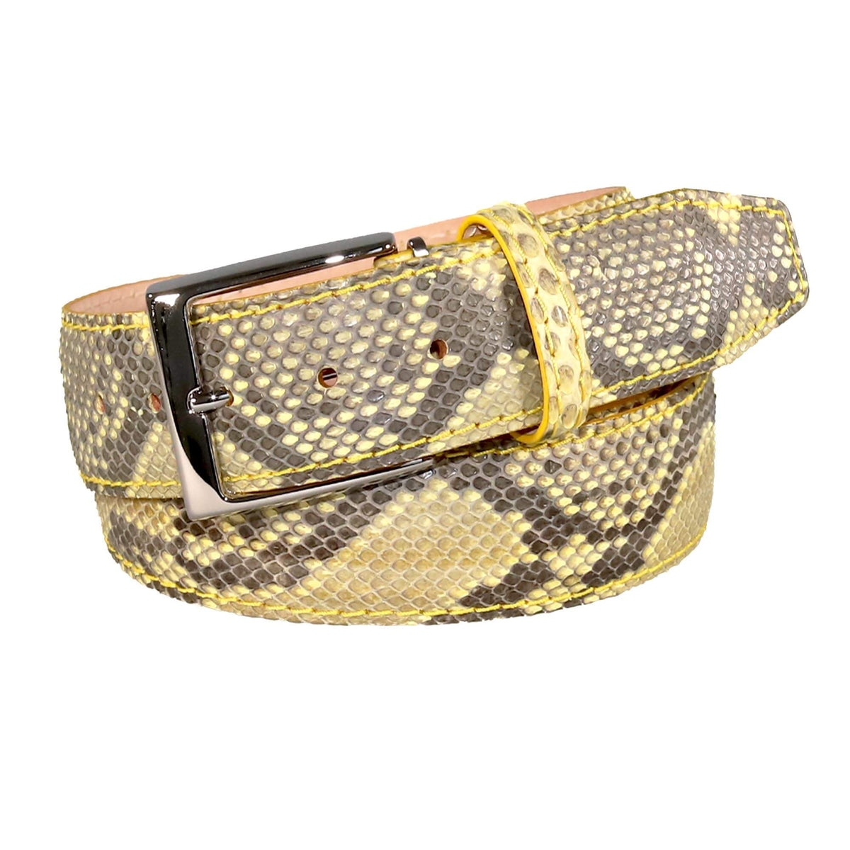 Matt Yellow Genuine Python Leather Belt