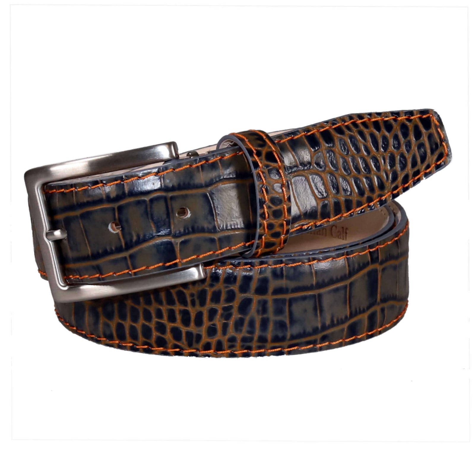 Misty Ember Mock Crocodile Leather Belt | Mens Leather Goods | Mock Croc | Roger Ximenez