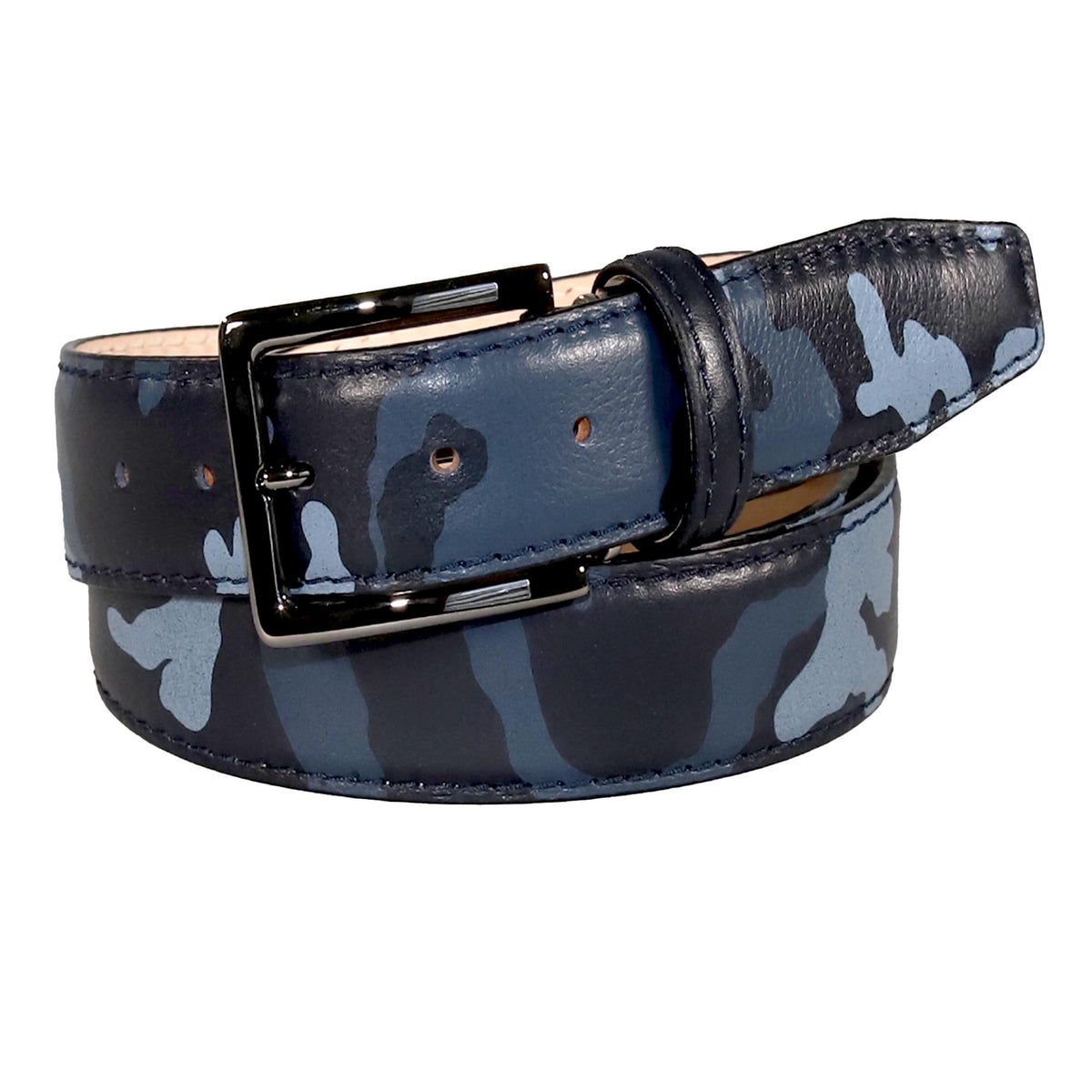 Navy Camo Italian Calf Leather Belt