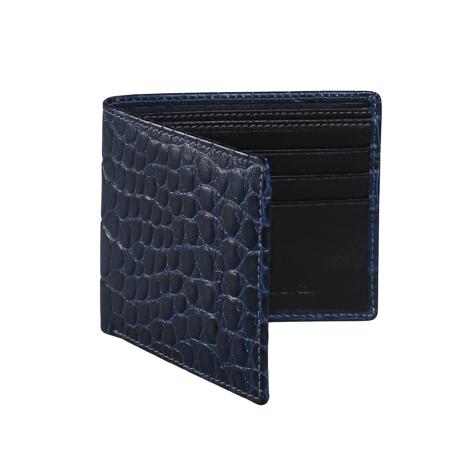 Navy Mock Croc Leather Wallet | Wallet | Roger Ximenez