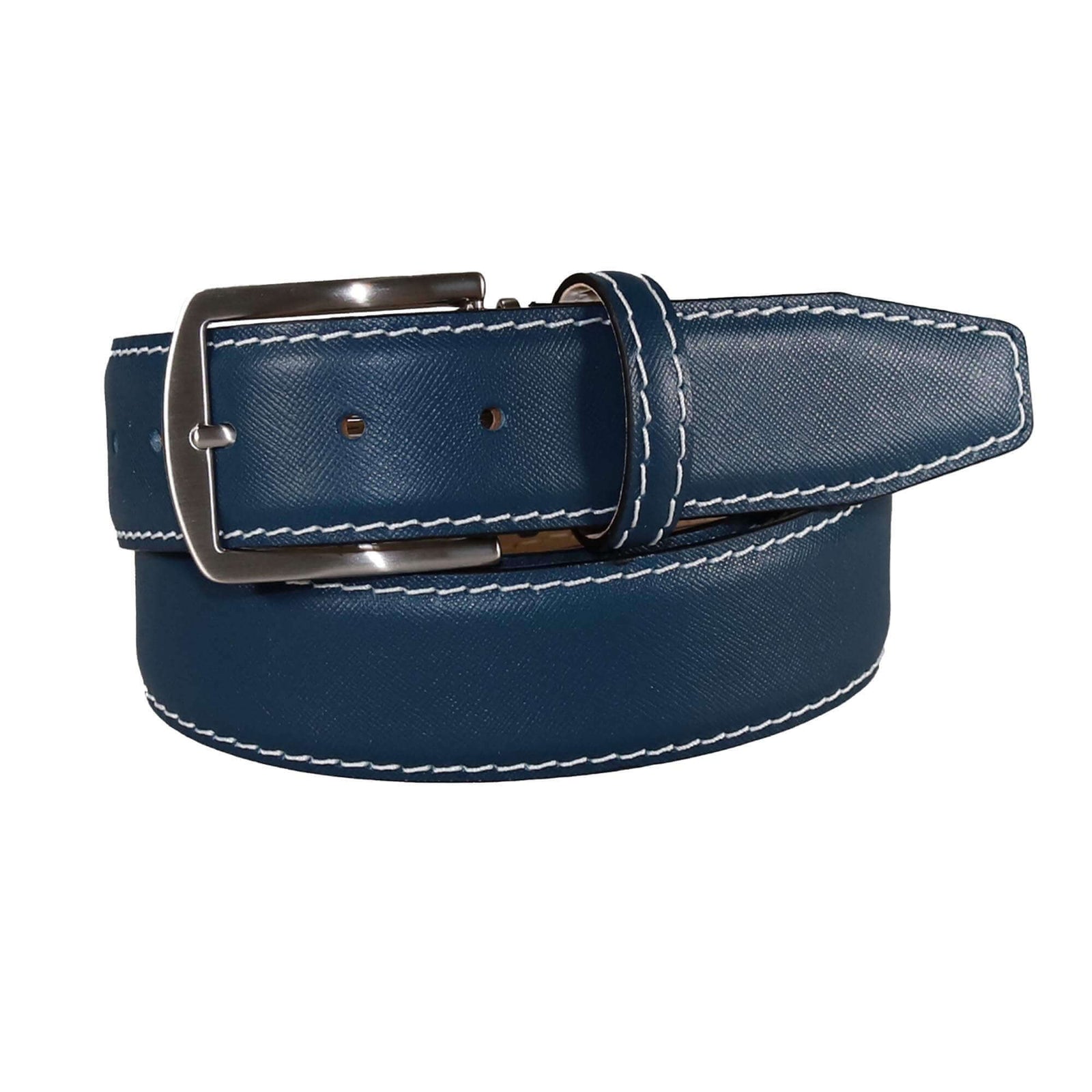 Cobalt Saffiano Italian Leather Belt | Designer Belts | Roger Ximenez | Saffiano | Roger Ximenez