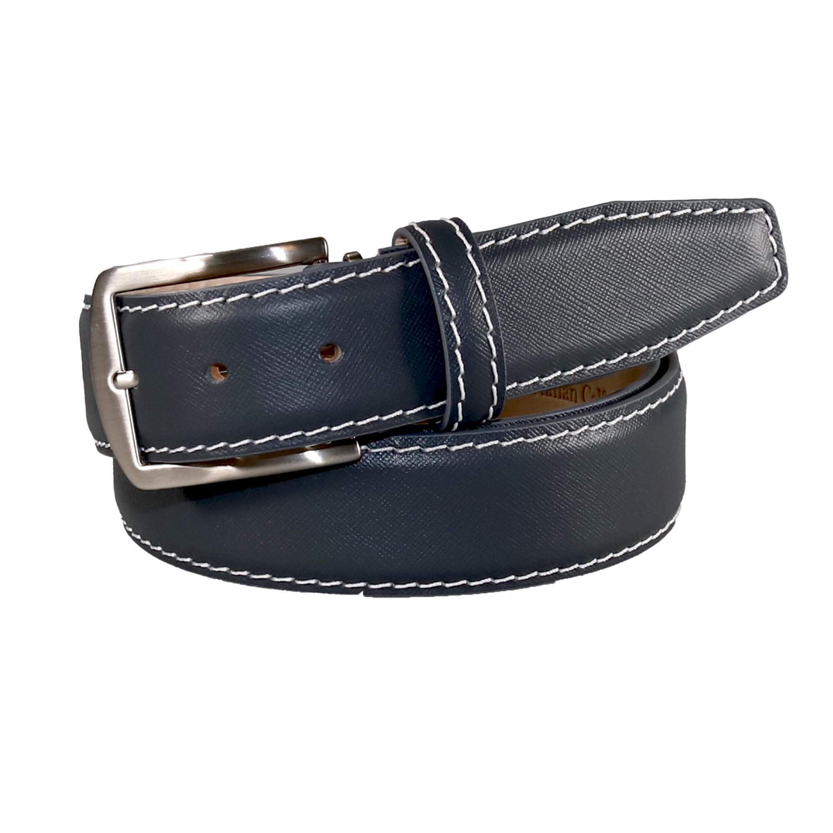 Gray Saffiano Leather Belt