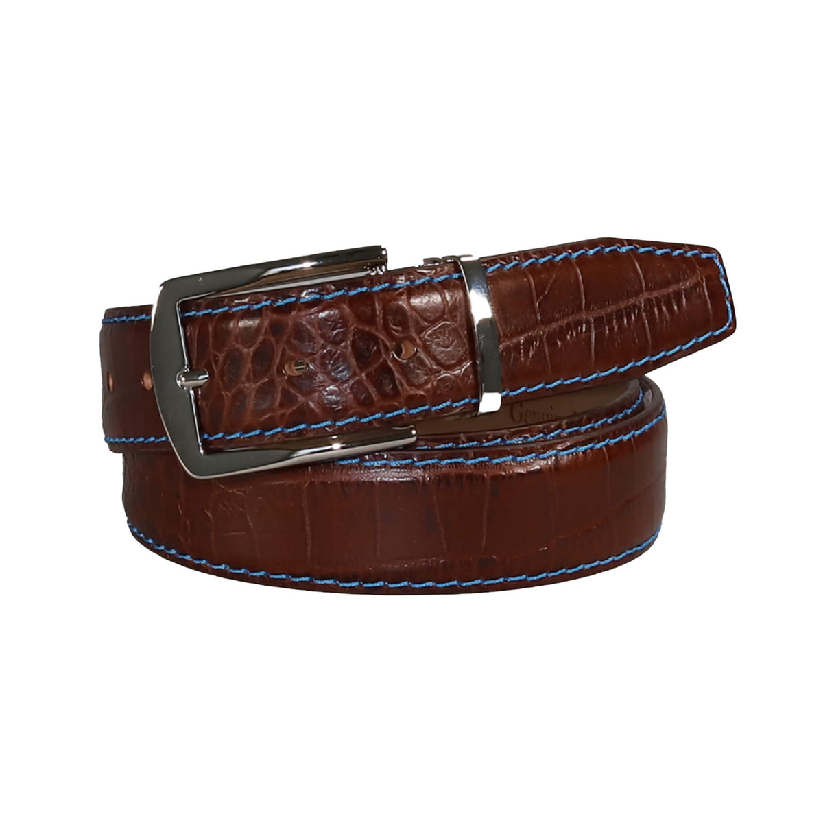 Men's Rust Mock Crocodile Leather Belt, Leather Goods
