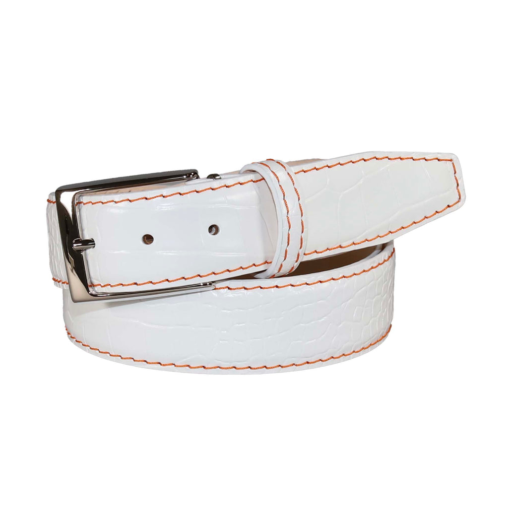 Blue Designer Belt | Leather Belts | Roger Ximenez White / 40 / 35mm