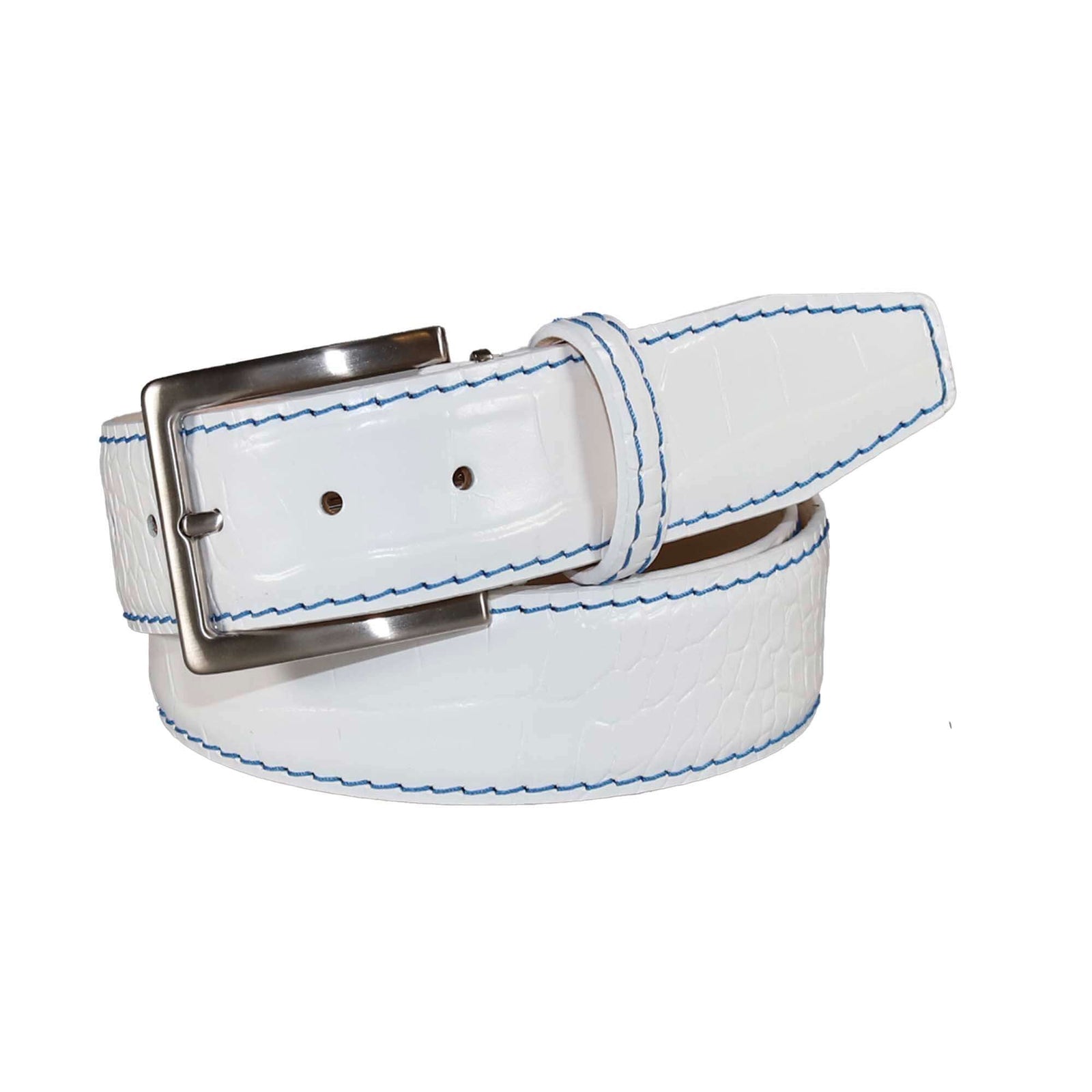 White Mock Croc Leather Belt | Mens Leather Goods | Roger Ximenez | Mock Croc | Roger Ximenez