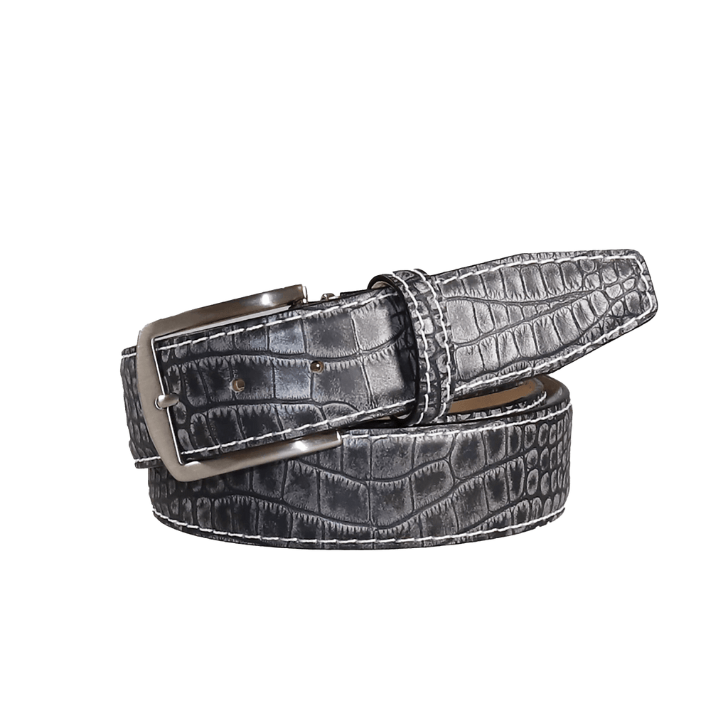 Cognac Mock Crocodile Leather Belt | Mens Fashion | Roger Ximenez Green / 46 / 40mm