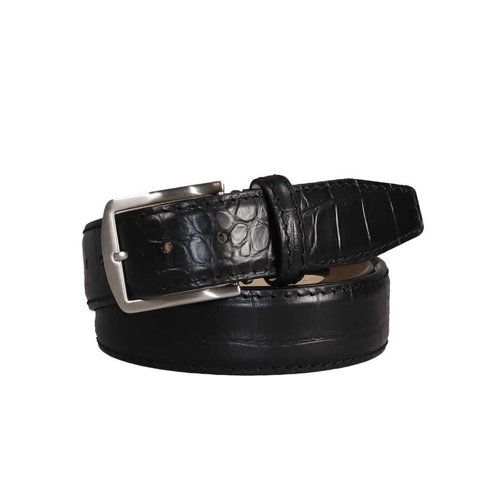 Black Mock Croc Leather Belt