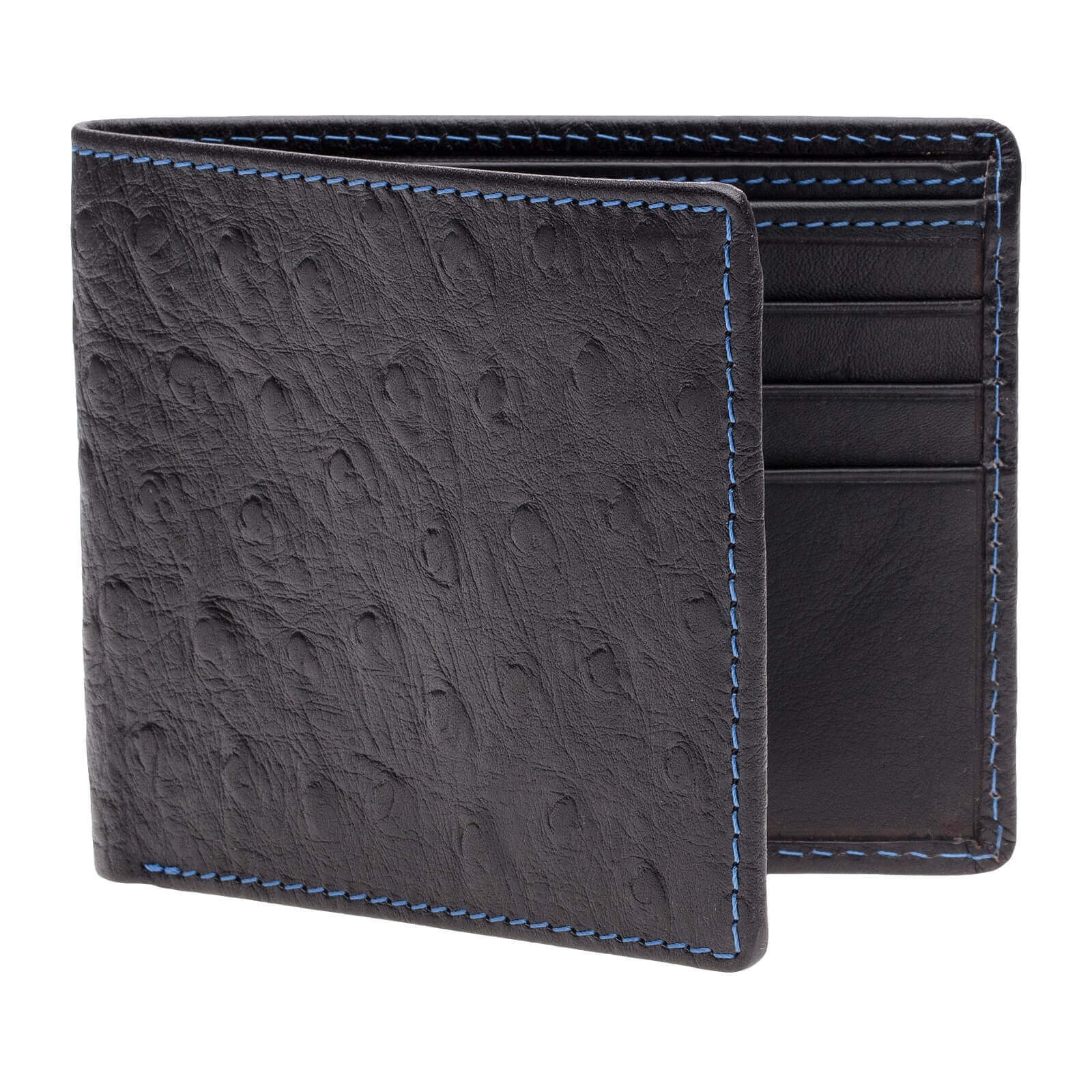 Men's Black Mock Ostrich Leather Wallet | Mens Wallets | Roger Ximenez | Wallet | Roger Ximenez