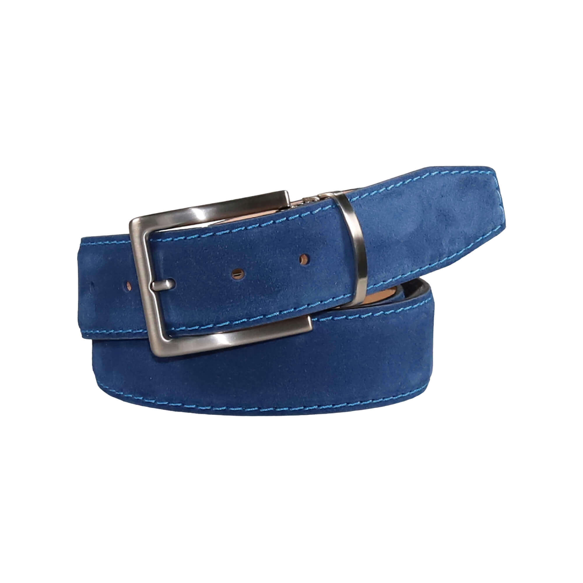 Luxury Blue Suede Leather Belt | Roger Ximenez | Genuine Suede | Roger Ximenez