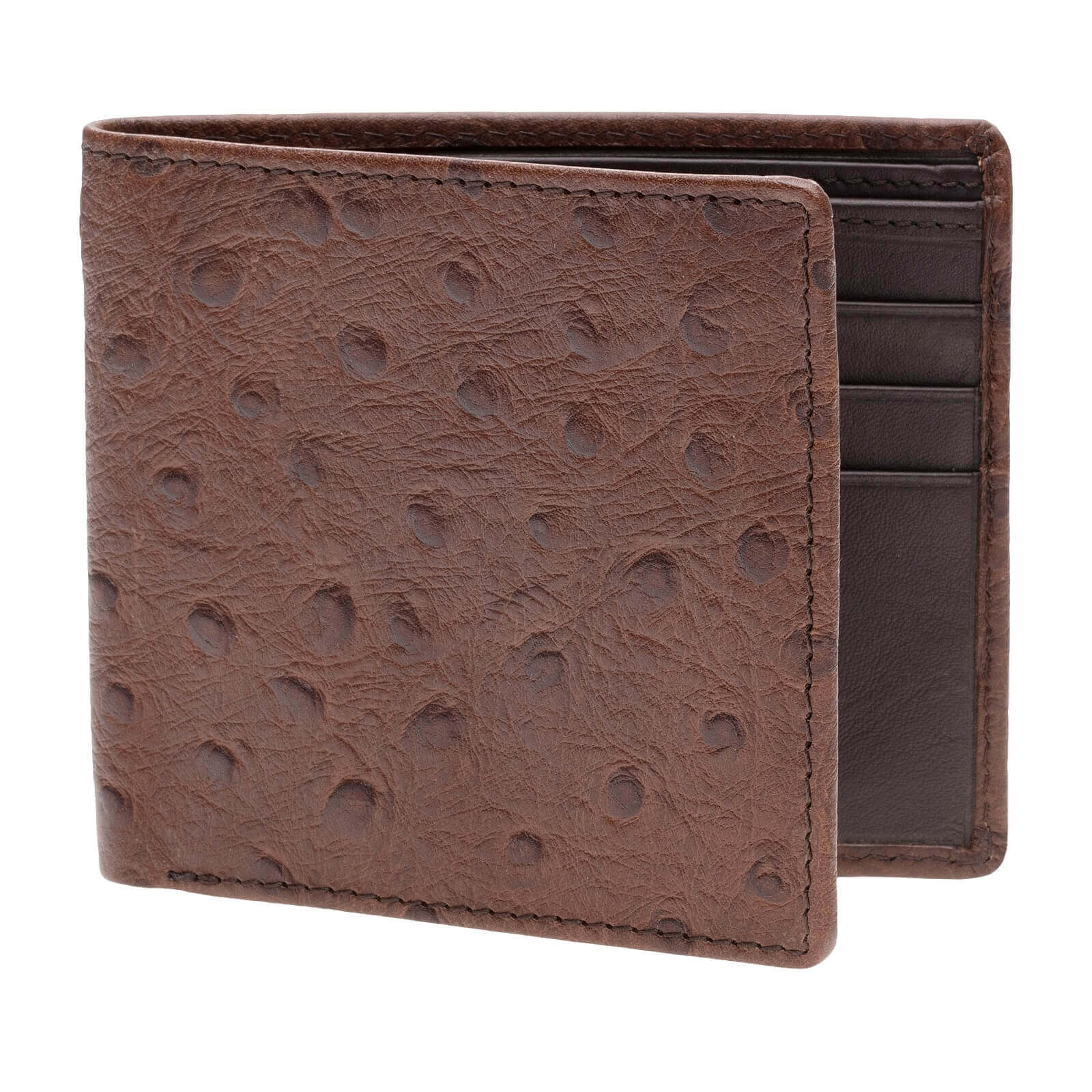 Men's Brown Mock Ostrich Leather Wallet | Mens Wallets | Roger Ximenez | Wallet | Roger Ximenez