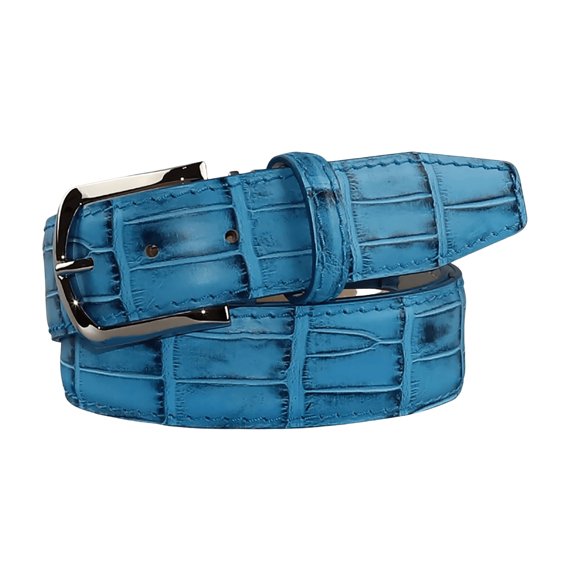 carolina-blue-mock-gator-leather-belt