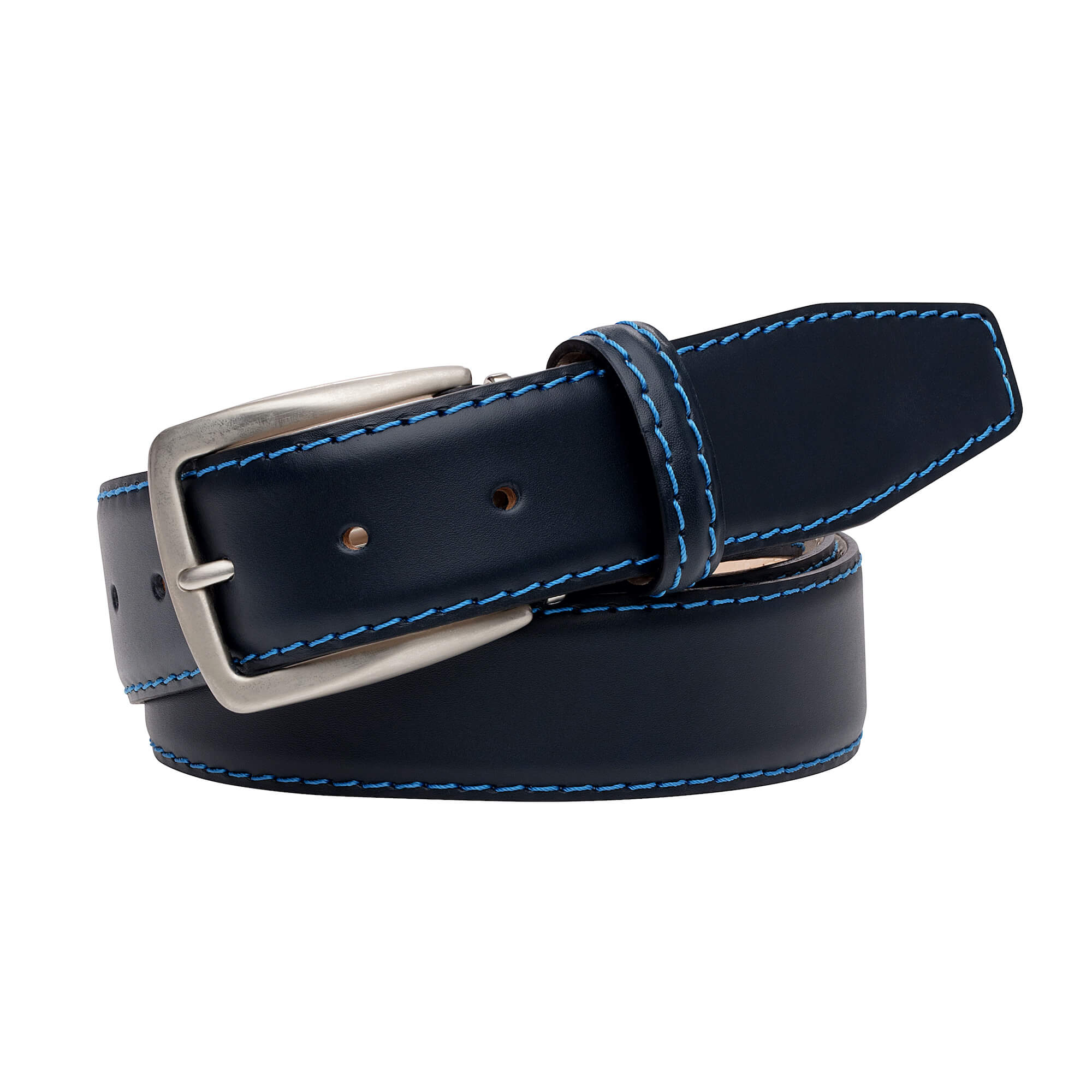 Matte Dark Navy Smooth Italian Calf Leather Belt - Roger Ximenez ...