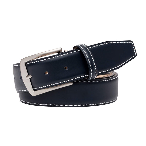 Matte Dark Navy Smooth Italian Calf Leather Belt - Roger Ximenez ...