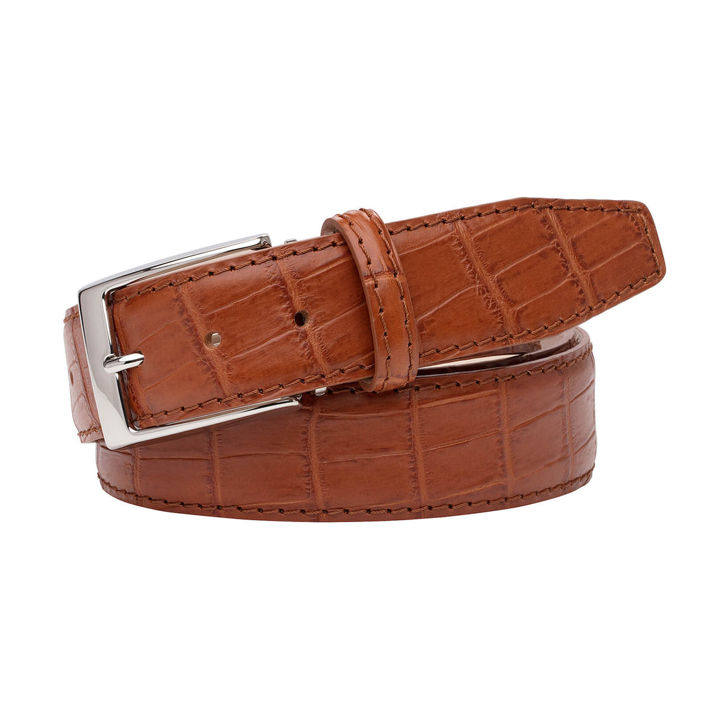 Cognac Belt Gator Mock Leather