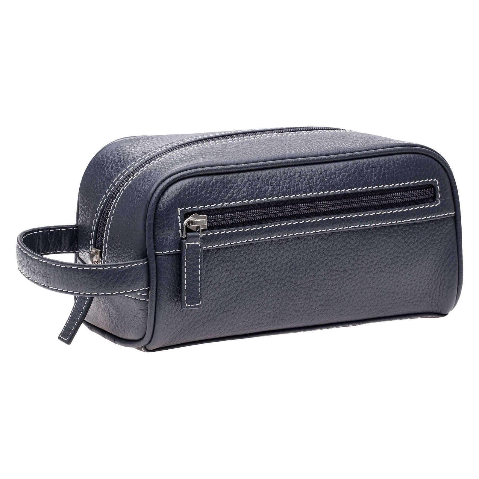 Navy Leather Toiletry Bag | Toiletry Bags | Roger Ximenez