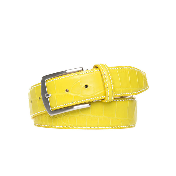 Yellow Mock Gator Leather Belt | Mens Fashion & Goods | Roger Ximenez ...