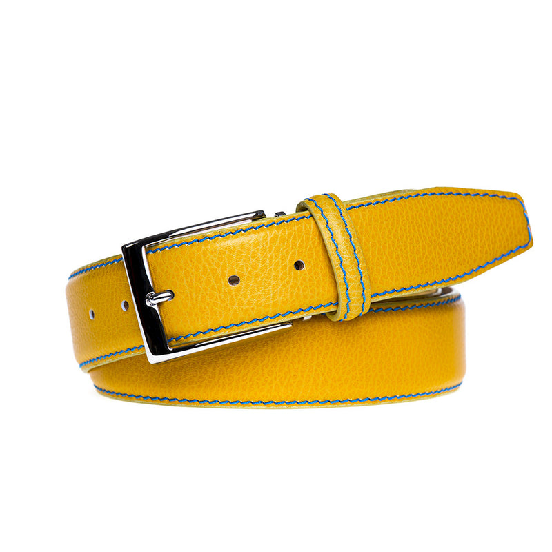 Yellow Italian Pebble Grain Belt | Mens Leather Goods | Roger Ximenez ...
