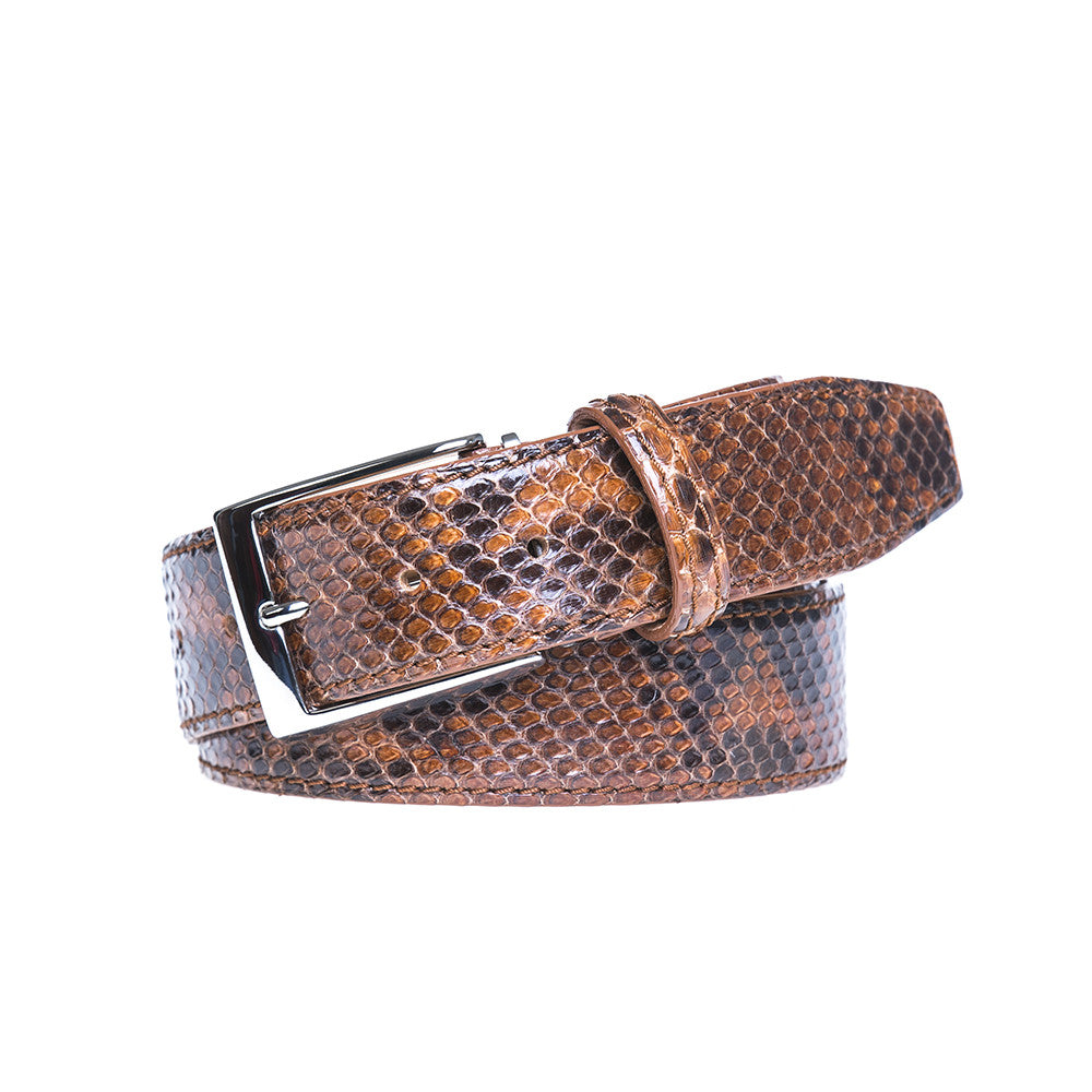 Hand Crafted Python Skin Inlay Belt Buckle by Rics Leather